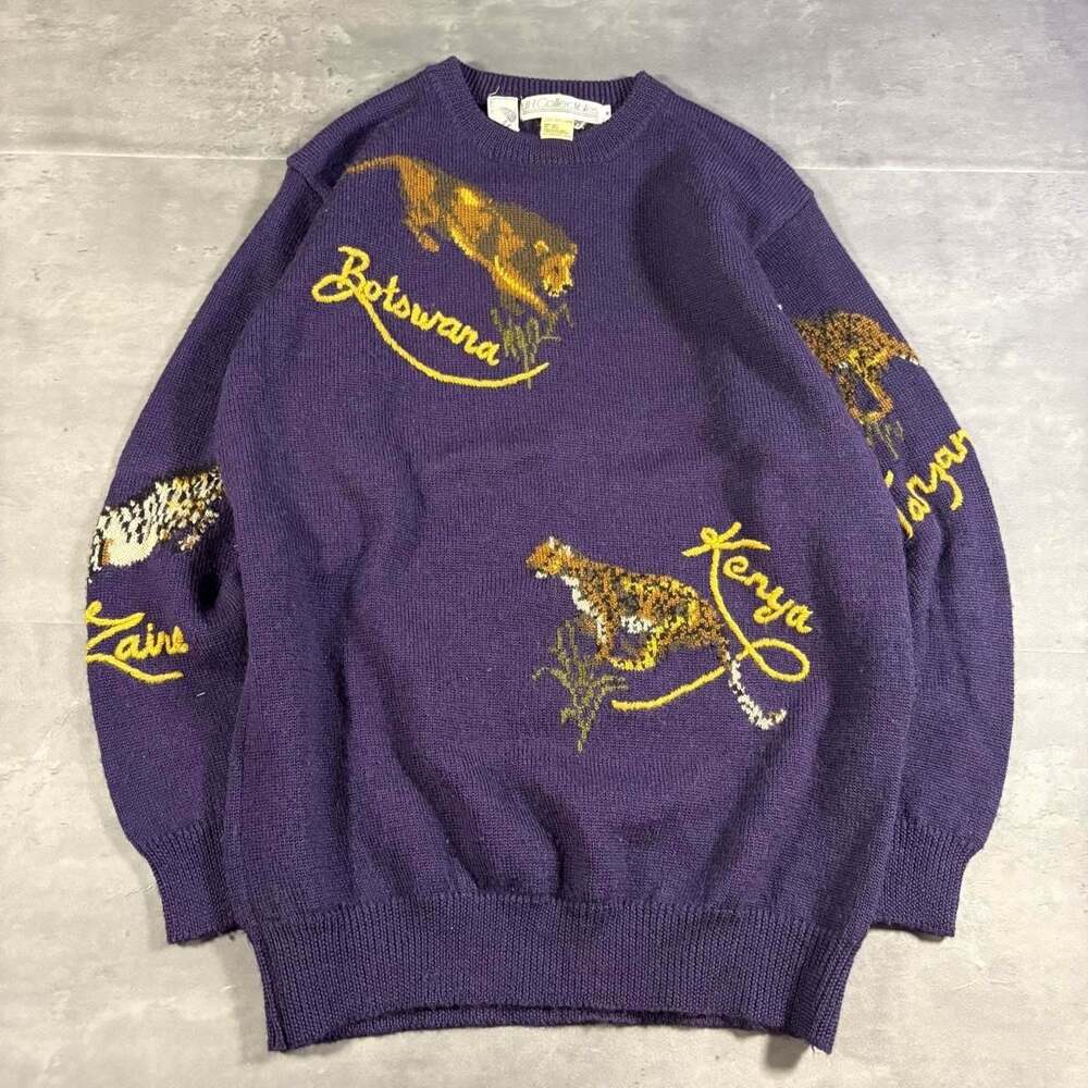 JH Collectibles Vintage 100% Wool Safari Graphic Sweater